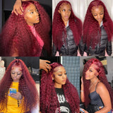 Water Wave Burgundy 13x6 Hd Lace Frontal Human Hair Wigs For Women Red Colored 13x4 Transparent Lace Curly Deep Wave Frontal Wig