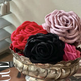 Fabric Rose Flower Crab Hair Clip Ins Popular Hair Catches for Women Pink Black Plastic Hair Clamps Girls' Spring Accessories