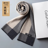 Fashion Classic Business Scarf Men Wool Scarf Soft Warm Thermal Muffler Casual Cashmere Knitted Shawl Male Autumn Winter No Box