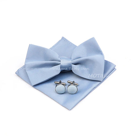 New Colorful Bowties Handkerchiefs Cufflinks Set Polyester Brooches For Men's Business Wedding Party Suit Dress Accessories Gift