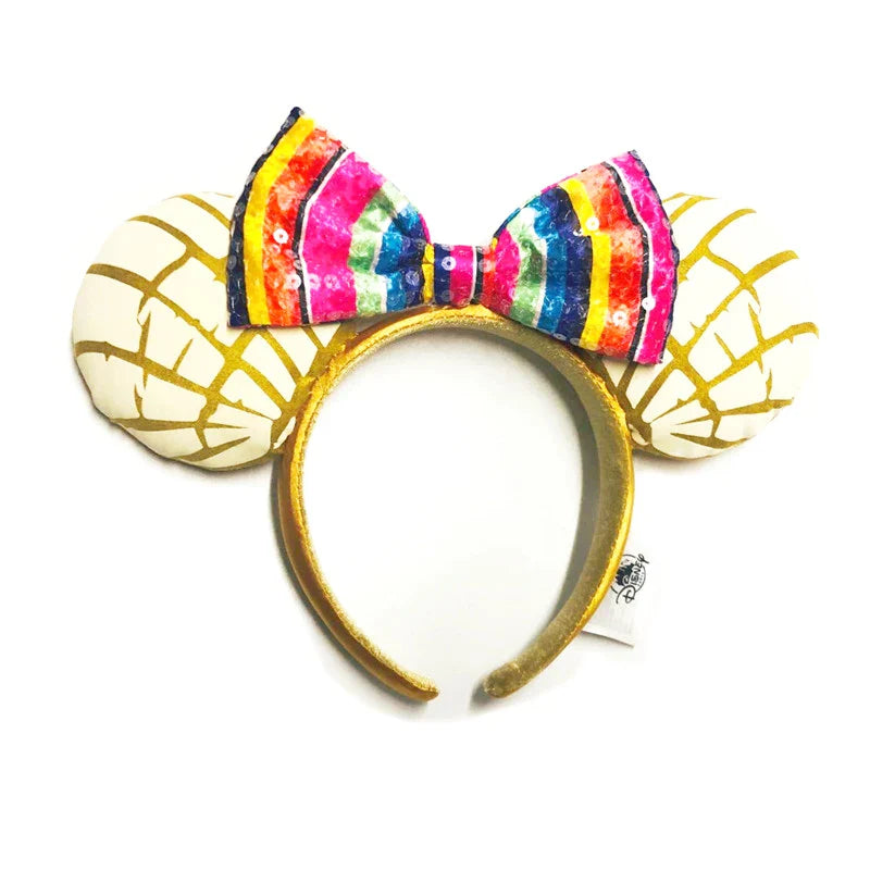 Disney Mickey Mouse Ear Headband Green Mermaid Hair Hoop Fish scale sequin mesh Ribbon Party Headwear Girl Toy Birthday Gift