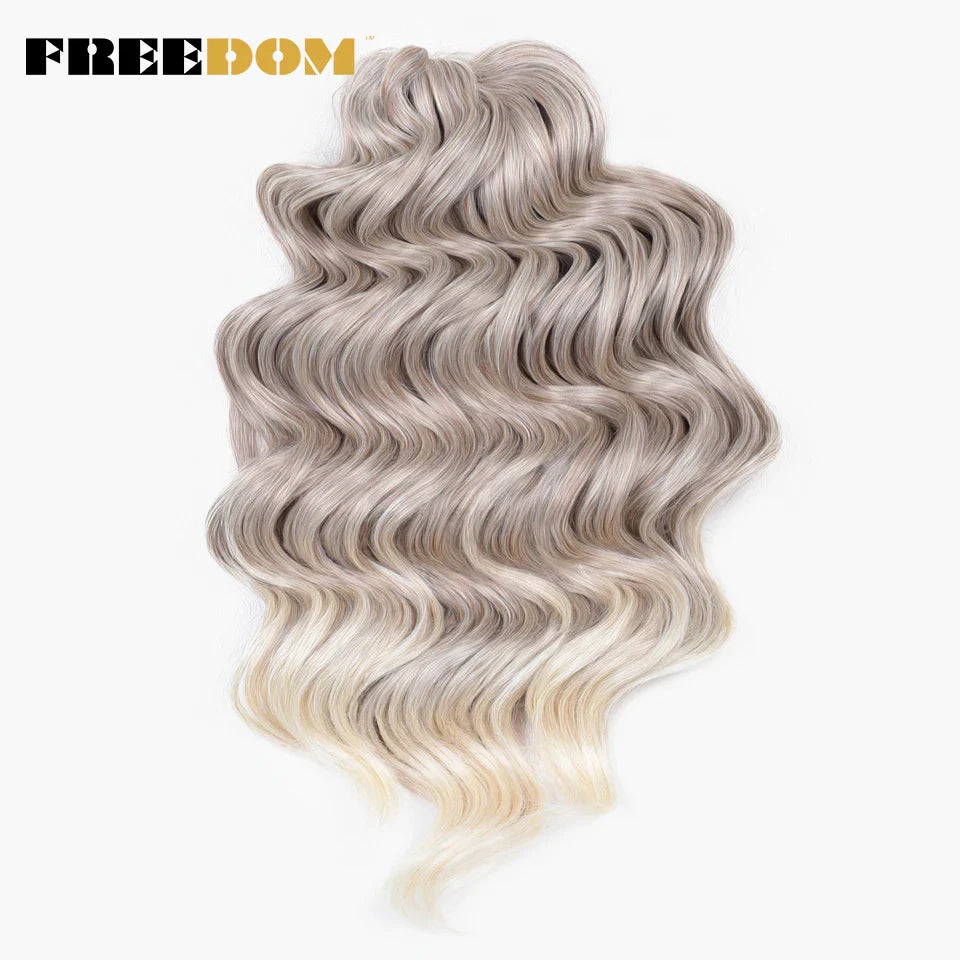 FREEDOM Synthetic Deep Curly Twist Crochet Hair 16 Inch Deep Wave Braid Hair Soft Ombre Blonde Brown Braiding Hair Extensions