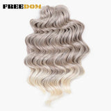 FREEDOM Synthetic Deep Curly Twist Crochet Hair 16 Inch Deep Wave Braid Hair Soft Ombre Blonde Brown Braiding Hair Extensions