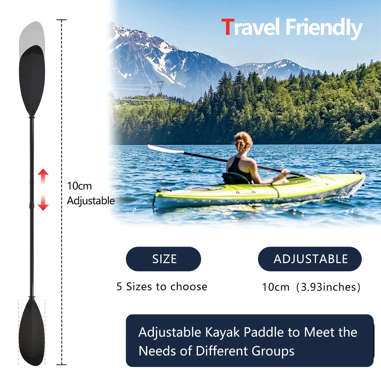 Sea Kayak Paddle Sport-Line 100% Full Carbon Fiber Kayaking Paddles for Boat Surfing Racing Kayak 10cm Adjustment with Free Bag