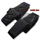 Men Winter Warm Pant Thicken Waterproof Down Cotton Lined Casual Sport Pants Joggers Trousers Cotton-padded Solid Lace-up Pant