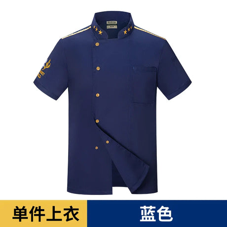 black Chef Jacket Short Sleeve chef uniform Cook Coat Chef T-shirt Baker Work Uniform Waiter Restaurant Hotel Clothes women Logo