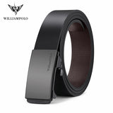 WILLIAMPOLO Famous Brand Belt Men Top Quality Genuine Leather Luxury Designer Male Automatic Buckle Belts For Men 105-130cm