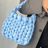 Ladies Casual Bag Hand-woven Shopping Bag Icelandic Wool Fashion Soft Shoulder Diy Handbag Self-woven Homemade Crochet Bag