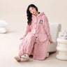 2PCS Hooded Sleepwear Thicken Warm Plush Flannel Robe Set Winter Pajamas for Couples Soft Pajama Man Cartoon Sleeping Bathrobe