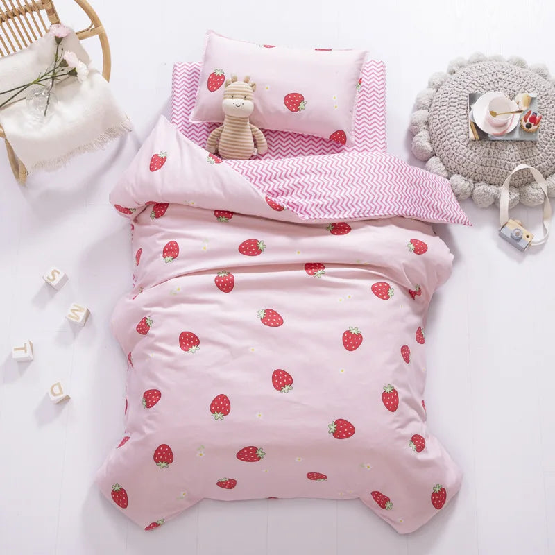 Children's Cotton Three-piece Set Kindergarten Nap Cartoon Bed Sheet Quilt Cover Cotton Bedding Kit Pillowcase CP27