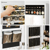 SONGMICS Jewelry Cabinet Armoire, Wall/Door Mount Storage Organizer with Full-Length Frameless Mirror, Lockable Cabinet