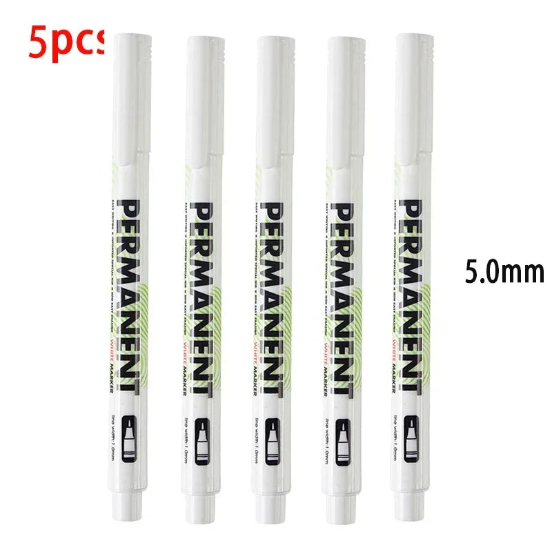 5 Pack White Comics Waterproof Marker Tire Marker Permanent Marker Painting Supplies Stationery Office Supplies