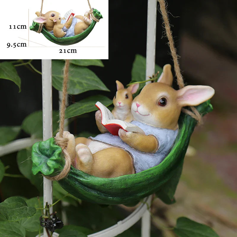 Creative Cute Frogs Cat Dog Resin Lying Santa Claus Statue Garden Hang On Tree Decorative Pendant Indoor Outdoor Decor Ornament