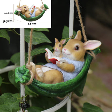 Creative Cute Frogs Cat Dog Resin Lying Santa Claus Statue Garden Hang On Tree Decorative Pendant Indoor Outdoor Decor Ornament