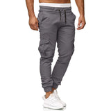 Cargo Pants Mens Multiple Pocket Sports Jogging Trousers Lightweight Hiking Spliced elastic band Outdoor Binding leg sweatpants