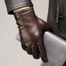 Sheepskin Genuine Leather Men's Gloves Fashion Driving Riding Gloves Warm Cashmere Lined Thin Mittens For Male Free Shipping