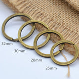 100Pcs/Lot 25 28 30 32 35mm Bronz Round Key Ring Llaveros Clasp Findings Key Chain Split Ring Plated Key Ring For Jewelry Making