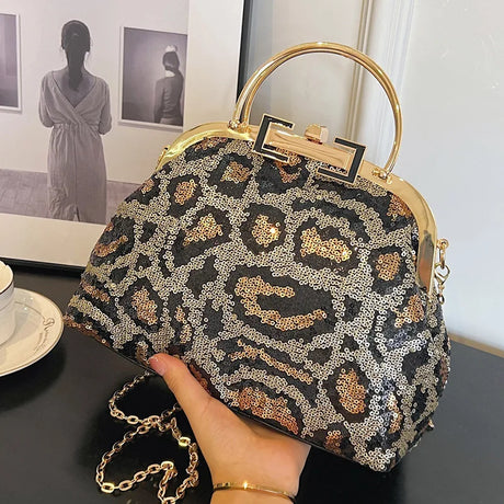 Designer Women Bling Party Handbags Evening Clutch Lady Sequins Shoulder Bags Banquet Blue Green Chain Messenger Bags Shell Clip