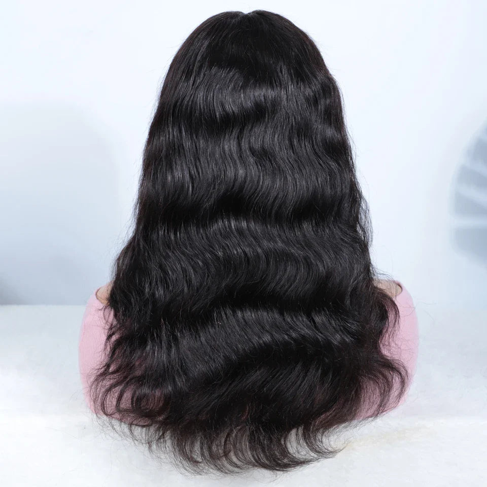 180D 18inch Body Wave Human Hair Wigs Natural Peruvian Middle Part Lace Front Human Hair Wigs Pre Plucked Wig For Black Women