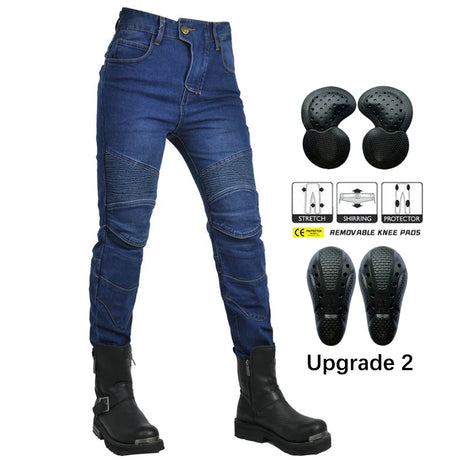 Motorcycle 2023 New Jeans Women Upgrade Silicone Protector Detachable Racing Road Rider Four Seasons Casual Fashion Moto Pants