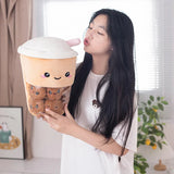 Cartoon Ramen Puff Cookie Bag Bubble Tea Plush Pillow Stuffed Kawaii Animals Axolotl Yellow Duck Bat Bunny Small Balls Candy Bag