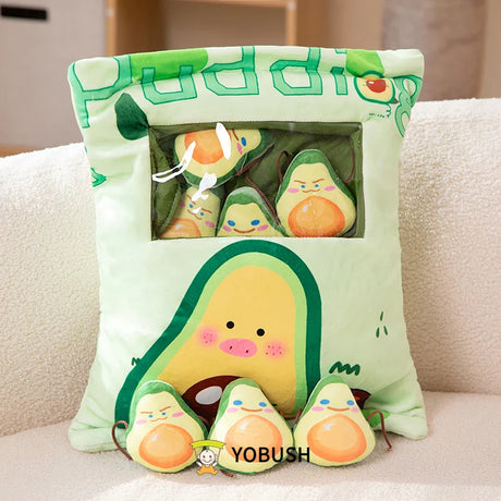 Cartoon Ramen Puff Cookie Bag Bubble Tea Plush Pillow Stuffed Kawaii Animals Axolotl Yellow Duck Bat Bunny Small Balls Candy Bag