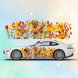 Golden Labrador Flower Large Car Stickers Decals Car Body Stickers Car-Side Decals Waterproof Car Vinyl Stickers for Truck SUV