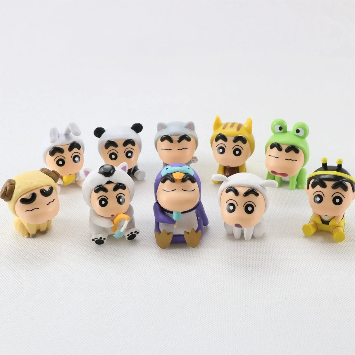 4/6/10pcs Set Crayon Shin-Chan Anime Figure Fishing Puppy Kawaii Q Version Mini Decor Figurines Collectibles Toys Holiday Gifts