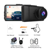 KQQ 4K Dash Camera for Car Ront and Rear Dual Lens Auto Car Dvr Built-in Wifi Support WDR Night Vision 24H Parking Monitor