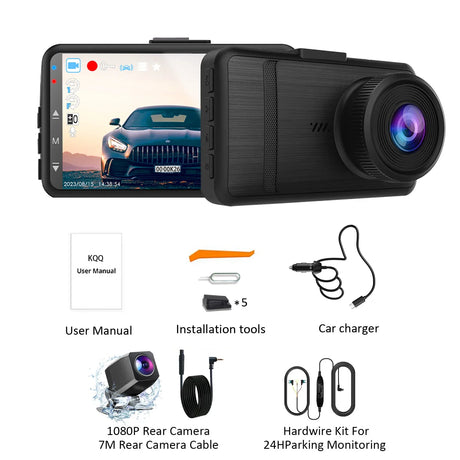 KQQ 4K Dash Camera for Car Ront and Rear Dual Lens Auto Car Dvr Built-in Wifi Support WDR Night Vision 24H Parking Monitor