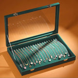 Ice Velvet 20 Hooks Jewelry Showcase for Necklaces Jewelry Box Stackable Glass Top Lockable