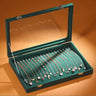 Ice Velvet 20 Hooks Jewelry Showcase for Necklaces Jewelry Box Stackable Glass Top Lockable