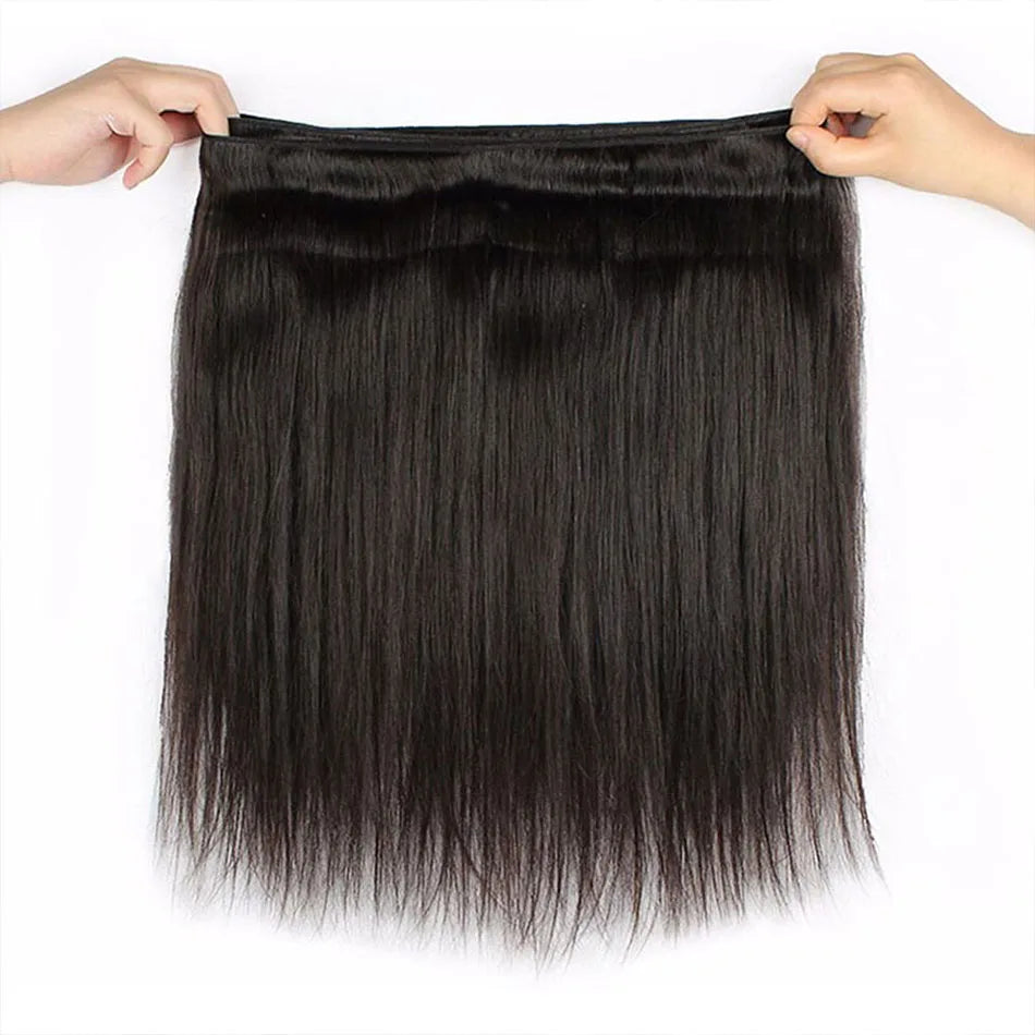 Bone Straight Bundles With Closure Brazilian Hair Weave Bundles With Closure 30 Inch Naturel Hair Bundles with Lace Frontal Hair