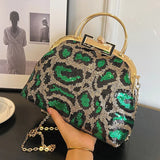 Designer Women Bling Party Handbags Evening Clutch Lady Sequins Shoulder Bags Banquet Blue Green Chain Messenger Bags Shell Clip