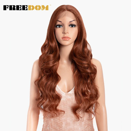 FREEDOM Synthetic Lace Front Wigs Body Wave Ombre Blonde Brown Ginger Lace Wigs For Black Women Heat Resistant Cosplay Wigs