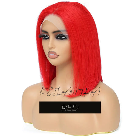 Rose Pink Short Colored Bob Human Hair Wigs Brazilian 13X4 Straight Lace Front Wigs Transparent Lace Pre Plucked Glueless Wig