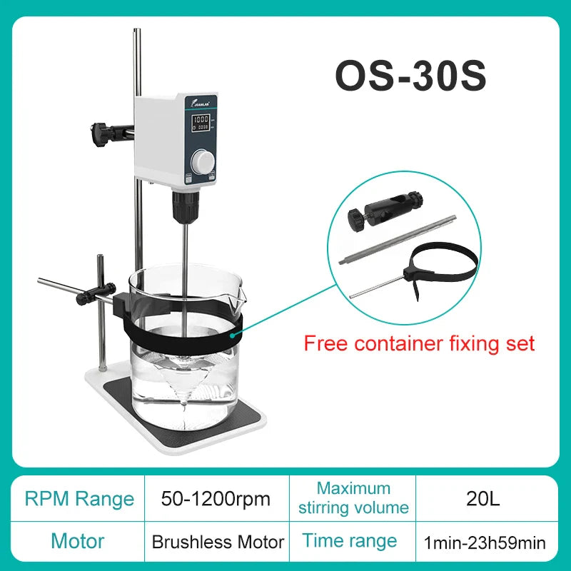 JOANLAB Liquid Mixer Lab Electric Stirrer Digital Display Overhead Stirrer Adjustable Height Lab Equipment 20L 2000rpm 110V 220V