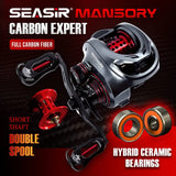 Seasir Mansory Baitcasting Fishing Reel 146g Ultralight Carbon 11+1 7.3:1 HS Ratio Hybrid Ceramic Bearing Double Spools Seawater