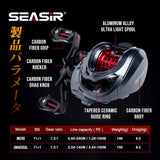 Seasir Mansory Baitcasting Fishing Reel 146g Ultralight Carbon 11+1 7.3:1 HS Ratio Hybrid Ceramic Bearing Double Spools Seawater