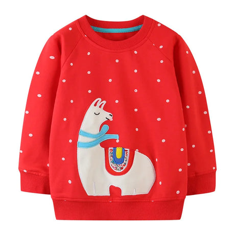 Little maven Baby Girls Sweatshirts Cotton Cartoon Alpaca Hoodies Kids Tops Autumn Casual Clothes Jacket Coat for Child