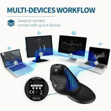 Wireless Bluetooth Delux M618XSD Seeker Ergonomic Vertical Mouse With Oled Screen 4000dpi Rechargeable Cover For Computer Office