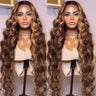 30 Inch Transparent 13x4 Lace Front Human Hair Wigs Highlight Ombre Body Wave Lace Frontal Wigs Brazilian Water Wavy Lace Wig