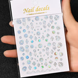 3D Gold Sun/Moon/Star Bronzing Nail Art Sticker 8*10cm Laser Star Moon Design Nail Decal Gold Silver Self-Adhesive Slider &*&