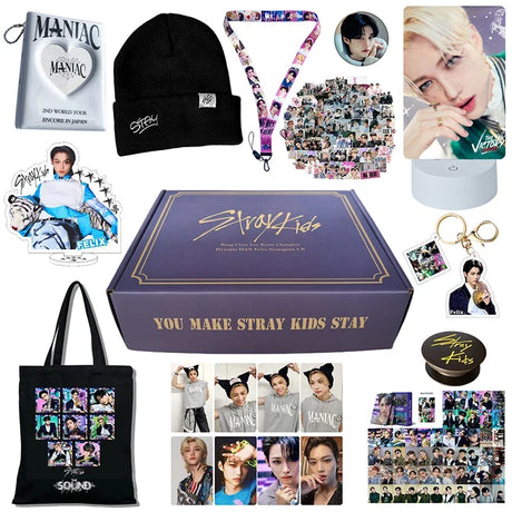 KPOP Stray Kids Album Gift Box Include Keychain Sticker Standee Photocard Tote Bag Lanyard