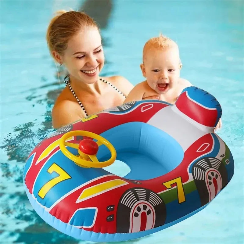 Inflatable Baby Toys Swim Ring Floating Seat Outdoor Swimming Pool Sun Shade Toddler Swim Circle Beach Water Toys for Children