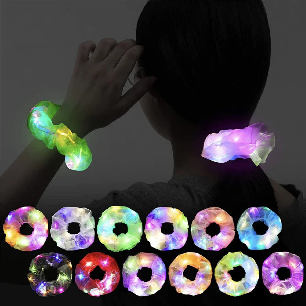 12PCS LED Mix Color Wholesale French Elastic Hair Scrunchies For Women Hair Ties Rubber Band Hair Rope Grils Accessories