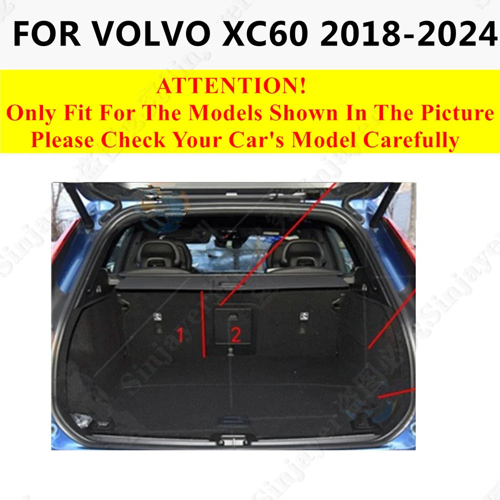 SJ Custom Car Trunk Mat AUTO Tail Boot Tray Liner Cargo Carpet Pad Fit For VOLVO XC60 XC90 XC40 C30 C40 S60  S80 S90 V40 06-2024