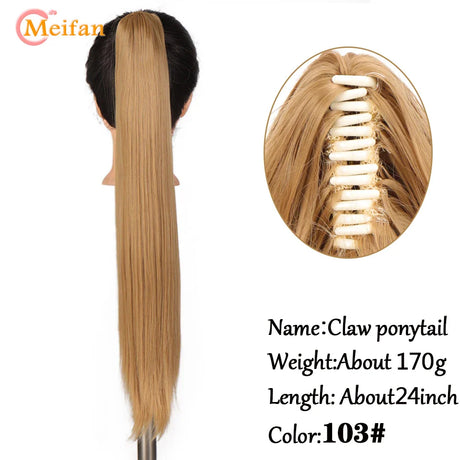 MEIFAN Long Synthetic Wavy Clip in Hair Ponytail Hair Wigs Extensions Style Claw Pony Tail Hairpiece for Women Cosplay Party