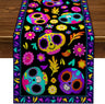 Mexican Day of The Dead Linen Table Runners Kitchen Dinning Table Decor Sugar Skull Table Runners for Dining Party Decor