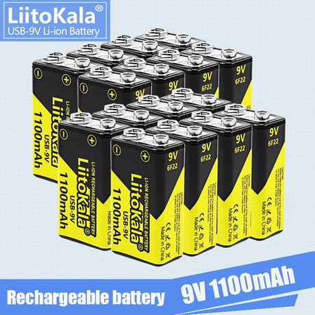 1-16pcs LiitoKala 9V 1100mAh li-ion Rechargeable battery USB 9V Battery for Multimeter Microphone Toy Remote Control KTV use